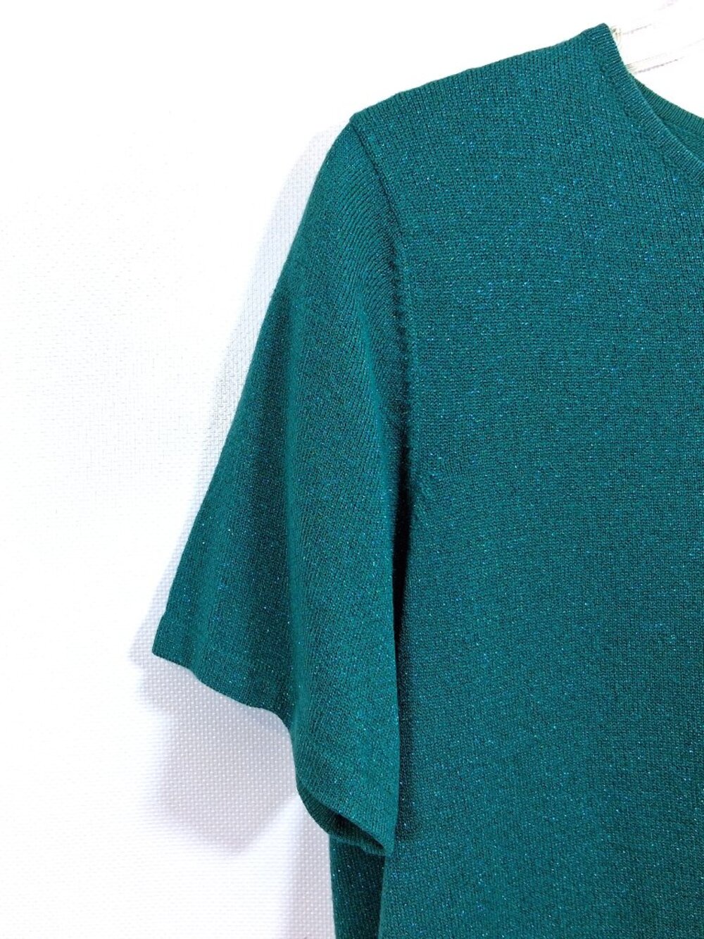 Vintage Sweater Set Allison Daley Petite Top Cardigan Sweater Teal Metallic PL - Picture 3 of 11